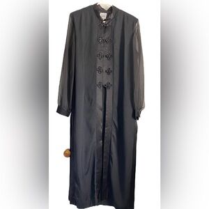 R & M Richards by K Kwon Sheer Mandarin Collar Black Cheongsan Style Dress Sz 14